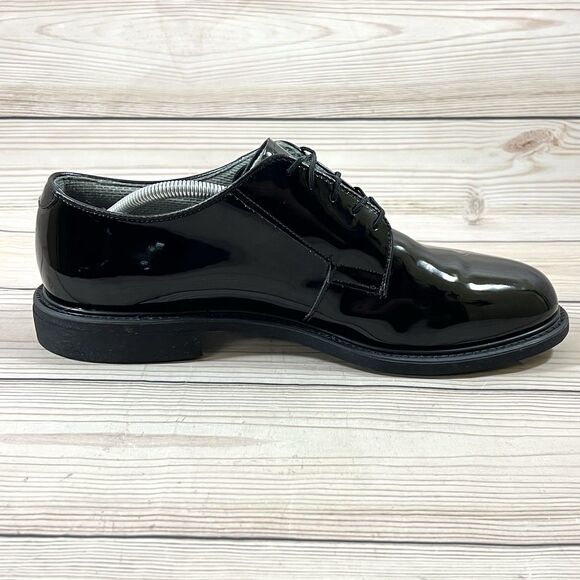 Bates Mens 11.5 D Black Oxfords Shoes High Gloss Lace Up Vibram Sole Duty Work - Picture 9 of 16